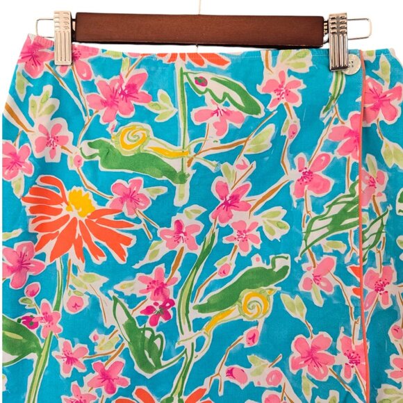 Island Republic Reversible Floral Wrap Skirt Resort Tropical Jungle Print Size 4 - Picture 10 of 13